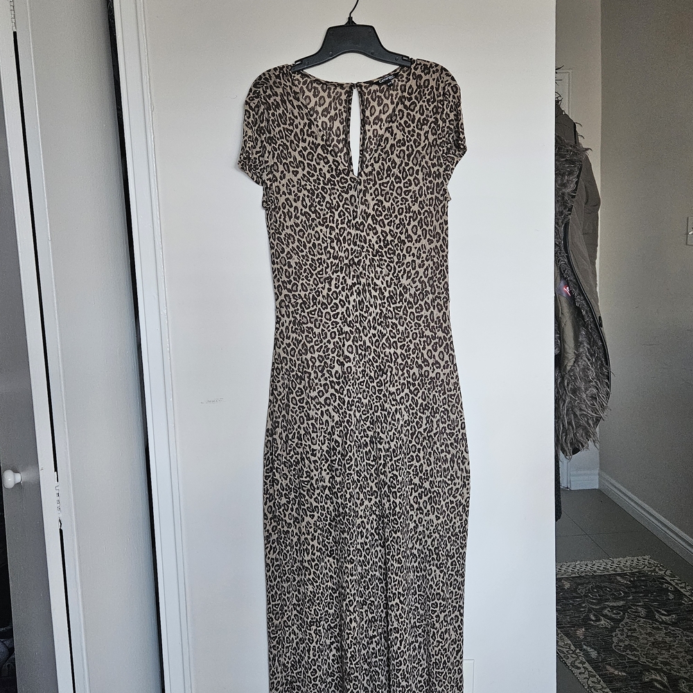 George Chic Leopard Print Sheer Dress